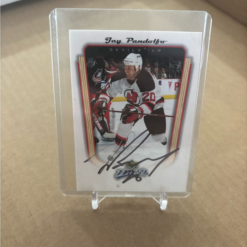 Jay Pandolfo Signed New Jersey Devils 2005-06 Upper Deck MVP Hockey Card 240